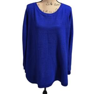 CYRUS Royal Blue Ribbed Tunic Length Sweater Plus‎ Size 2X New
